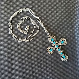 Roma vintage cross tourquose necklace